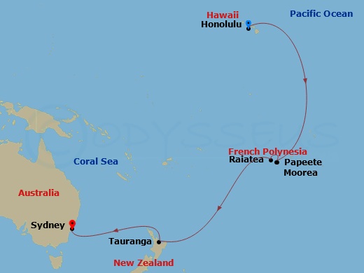 itinerary for 17 Night Transpacific Cruise