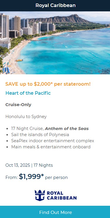 17 Night Transpacific Cruise