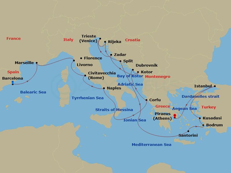 itinerary for Timeless Treasures of the Grand Mediterranean
