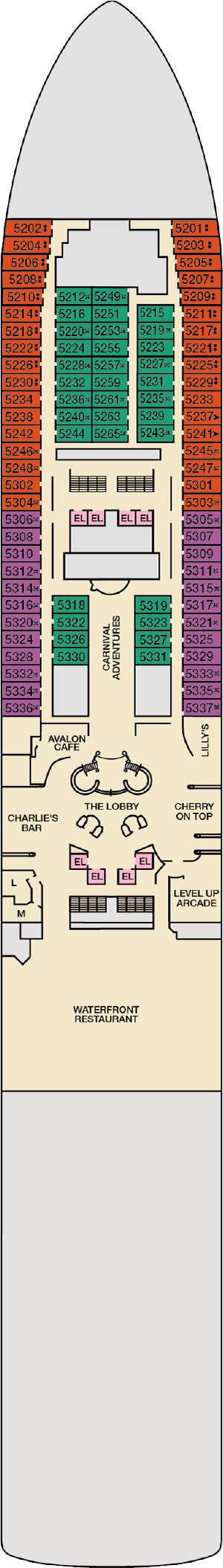 Deck 5 plan for Carnival Encounter