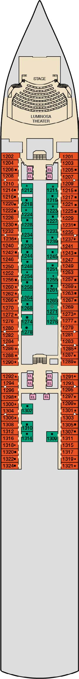 Deck 1 plan for Carnival Luminosa