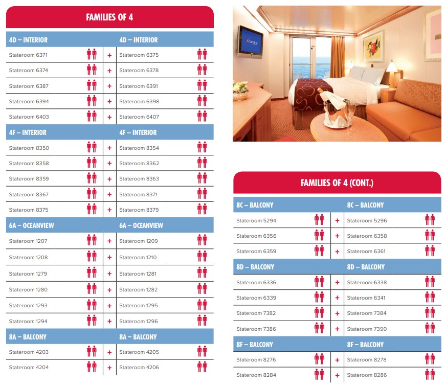 Carnival Luminosa Interconnecting Stateroom Guide 1